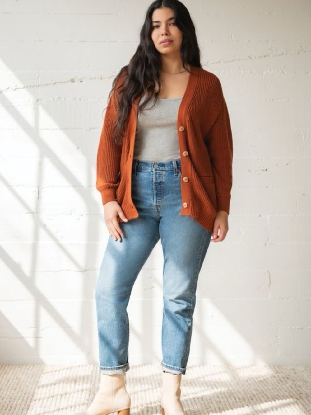 WVN Ribbed oversized cardigan, S